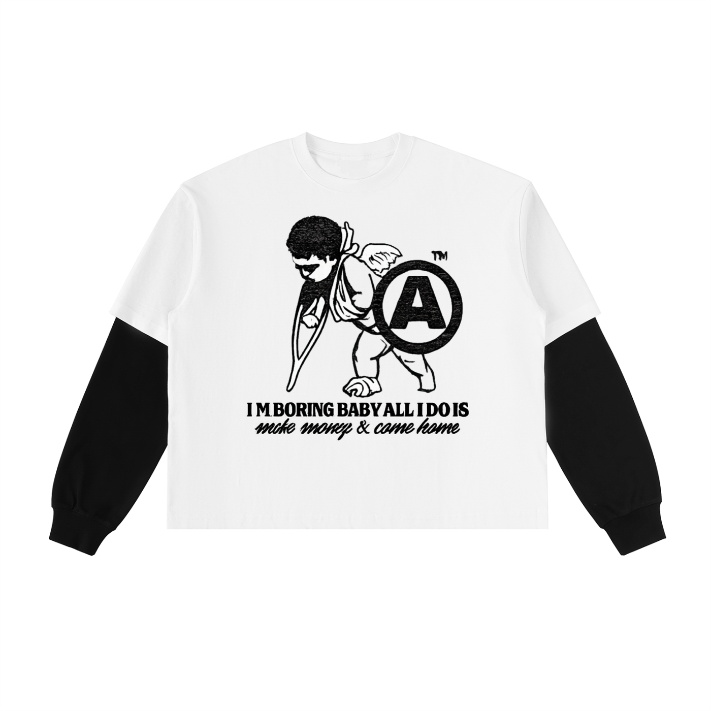 I’m Boring Layered Contrast Sleeve T-Shirt