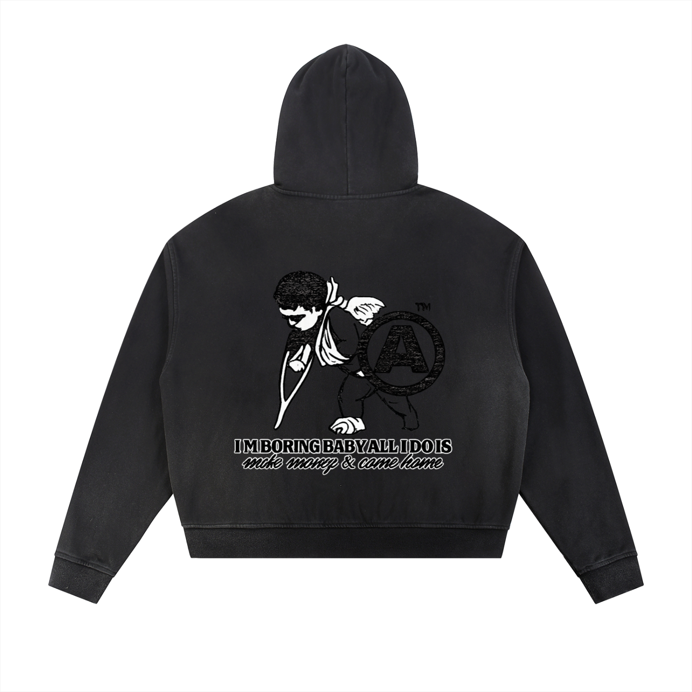 I’m Boring Frayed Raw Edge Fleece Zip Hoodie