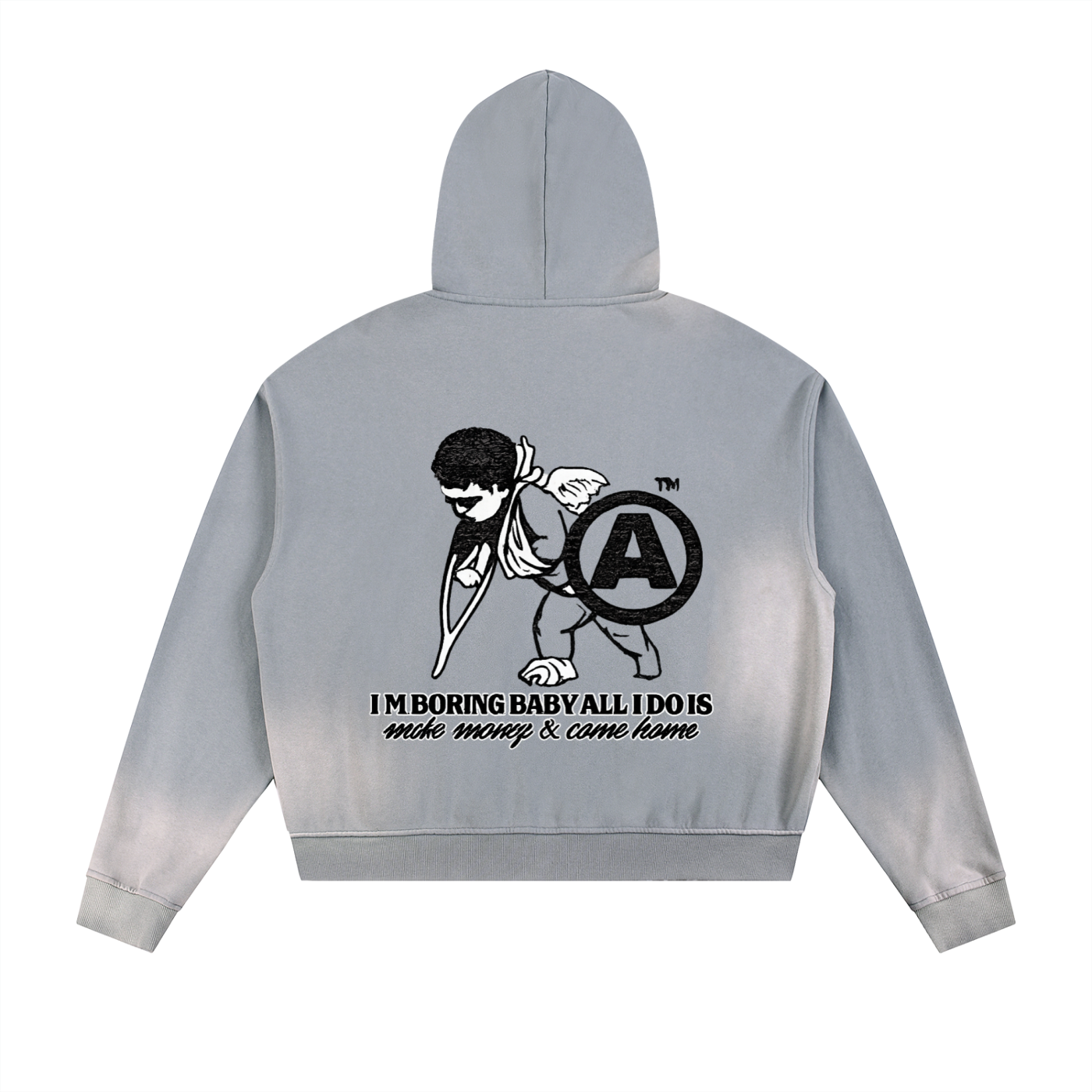 I’m Boring Frayed Raw Edge Fleece Zip Hoodie
