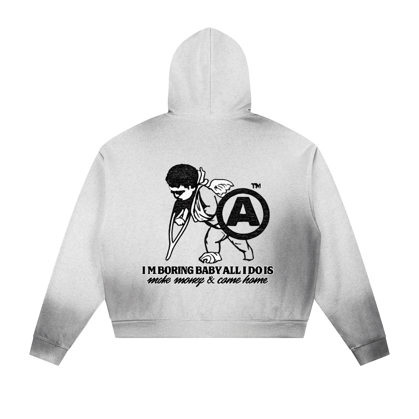 I’m Boring Frayed Raw Edge Fleece Zip Hoodie